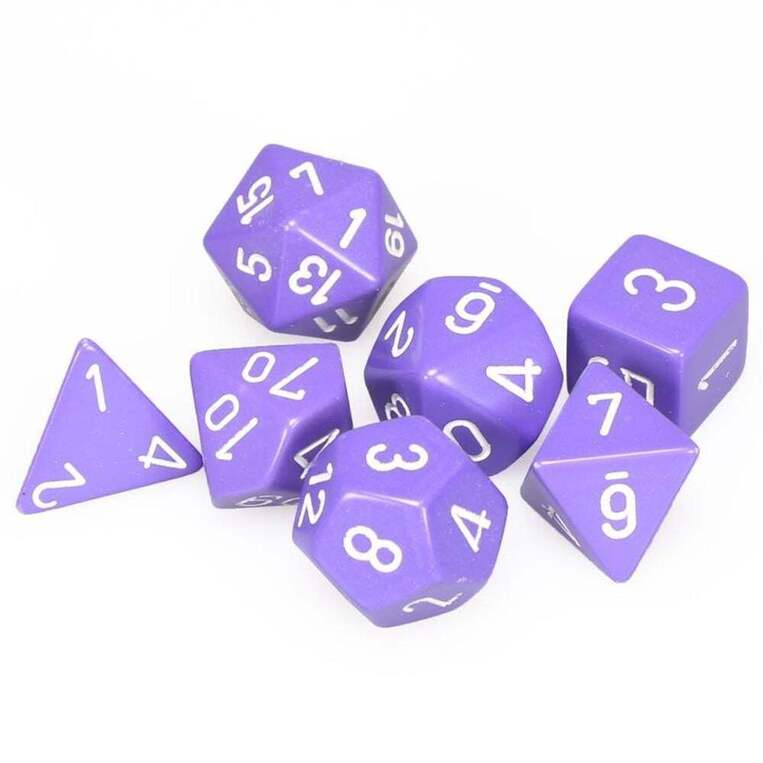 Opaque Purple/White Polyhedral 7-Die Set - CSX25407
