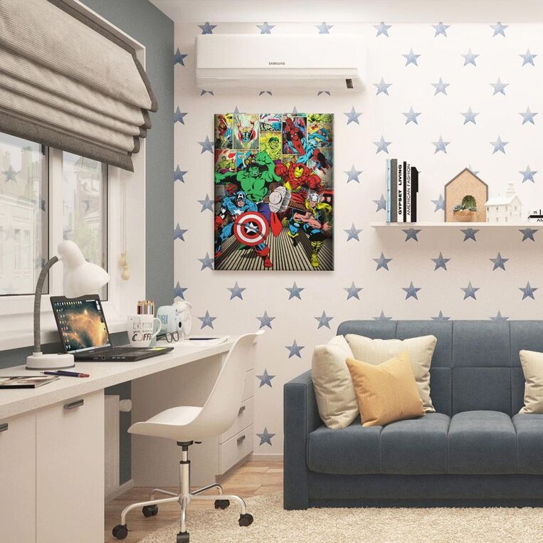 Marvel Comics (Here Come The Heroes)  Canvas Print 60 x 80cm - WDC90821