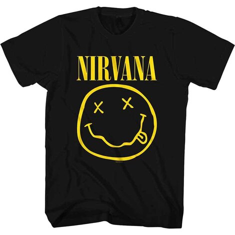 Nirvana Unisex T-Shirt: Yellow Happy Face (Black) - NIRVTS04MB