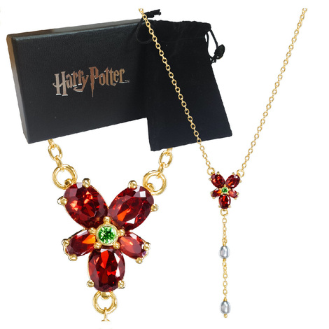 Harry Potter Hermiones Red Crystal Sterling Silver Necklace Replica - NN7900
