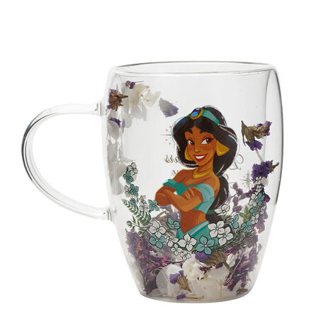 Disney Princess Jasmine Floral Decorative Glass Mug - DI2331