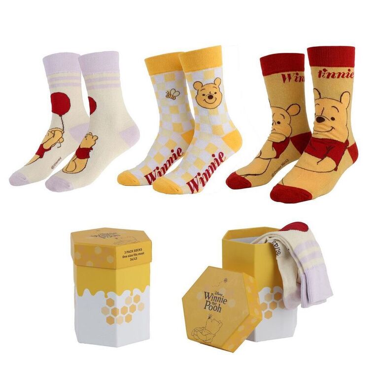 Disney Winnie the Pooh 3 Socks Set - CRD2900003826- 36-43