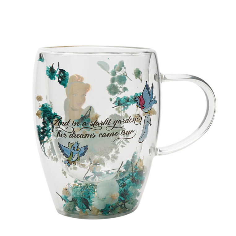 Disney Princess Cinderella Floral Decorative Glass Mug -
