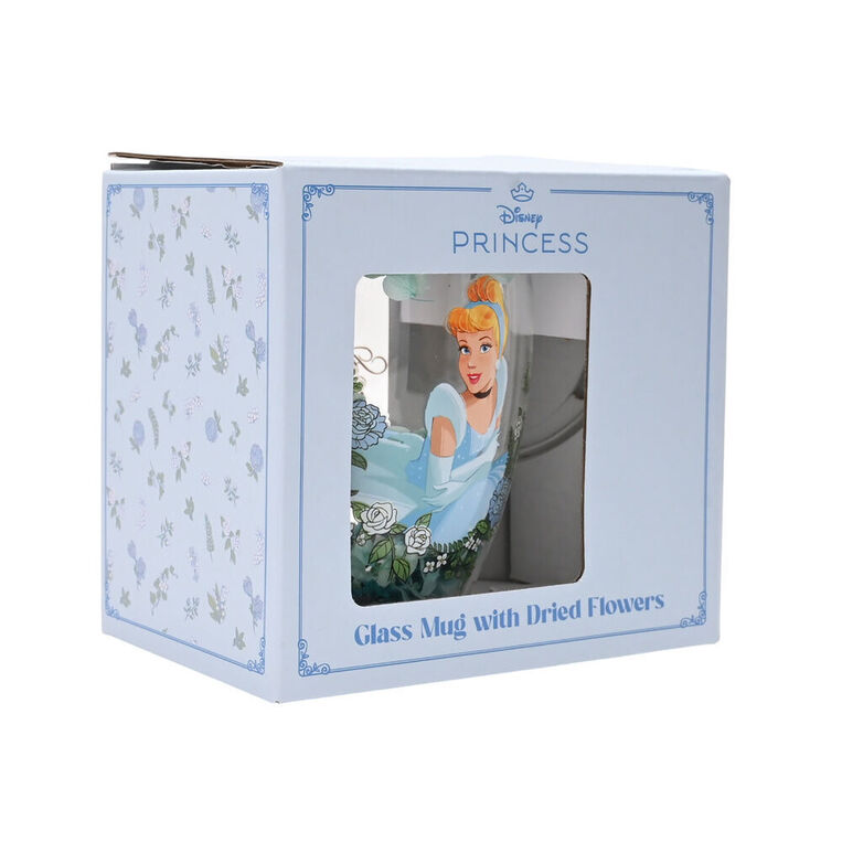 Disney Princess Cinderella Floral Decorative Glass Mug -