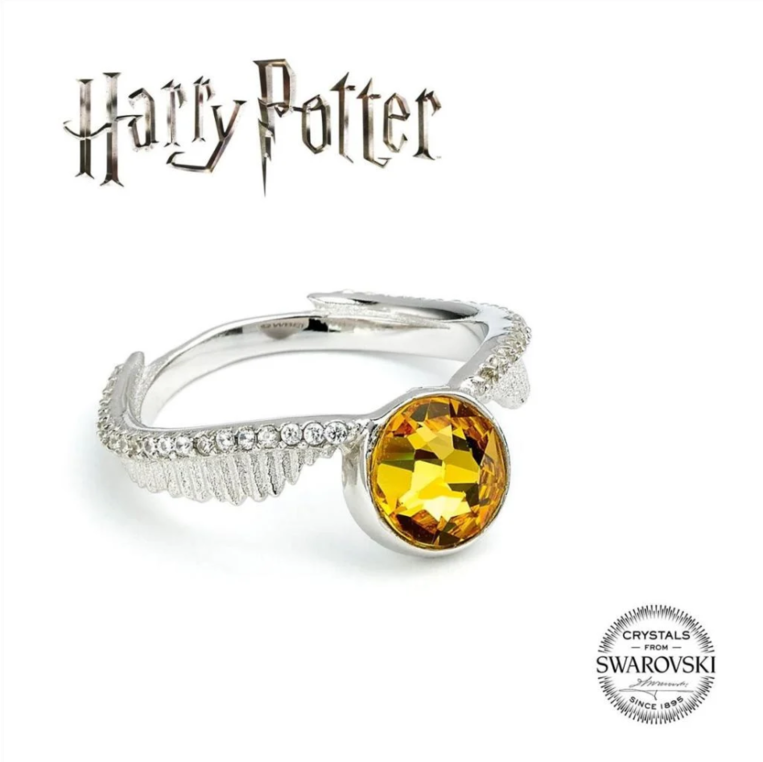 Harry Potter Embellished With Crystals Golden Snitch Ring (Sterling Silver) - EBHPSR004- L