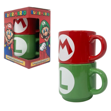 Super Mario - Mario & Luigi Initials Stackable Ceramic Mug 2-Pack - GP86738