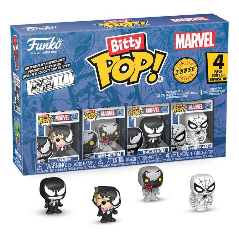 Funko Bitty POP! Spider-Man - She-Venom, Venom, Anti-Venom & Chase Mystery 4-Pack Figures 