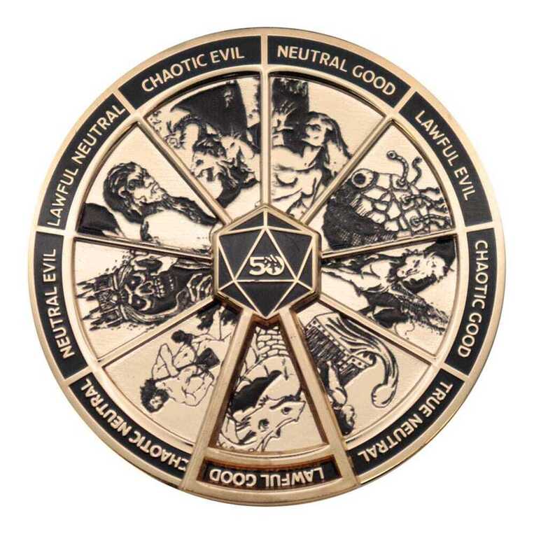 Dungeons & Dragons: 50th Anniversary - Limited Edition Pin Badge - Alignment Spinner Antique Gold - HAS-DUN54