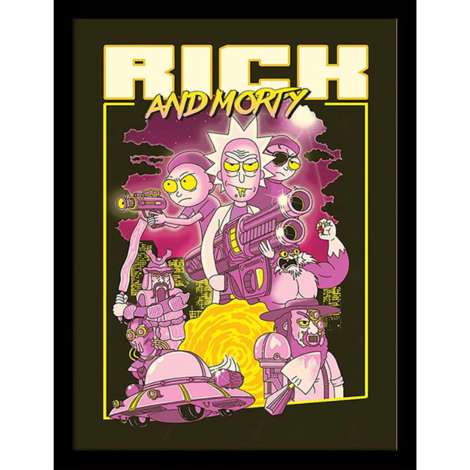 Rick and Morty (80s Action Movie) Wooden Framed Print (30x40) - FP12149P