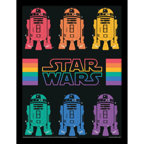 Star Wars Pride (R2D2 Rainbow) Wooden Framed Print (30x40) - FP13686P