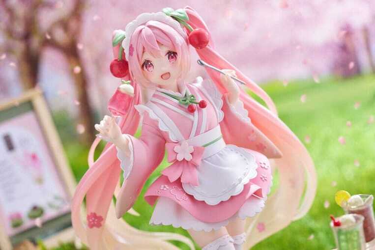 Hatsune Miku PVC Statue Newley Written Sakura Miku Japanese Cafe Ver. Reissue 18 cm - TAITO452033100
