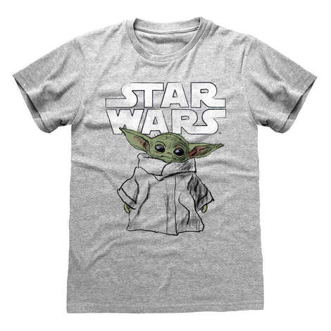 Star Wars The Mandalorian 'Child Sketch' (Grey) T-Shirt - MAN00818TSC