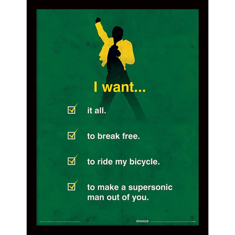 Queen (I Want Checklist) Wooden Framed Print (30x40) - FP12822P