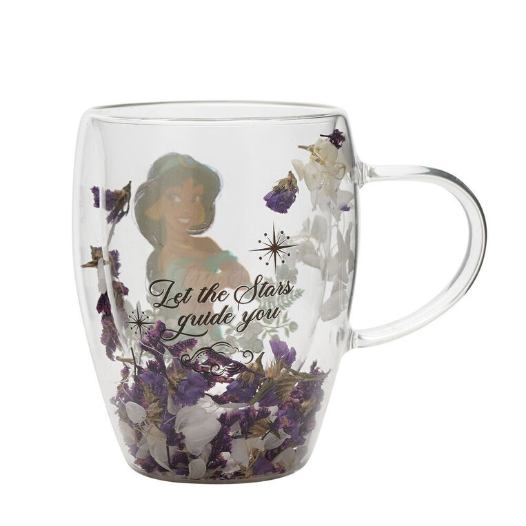 Disney Princess Jasmine Floral Decorative Glass Mug - DI2331