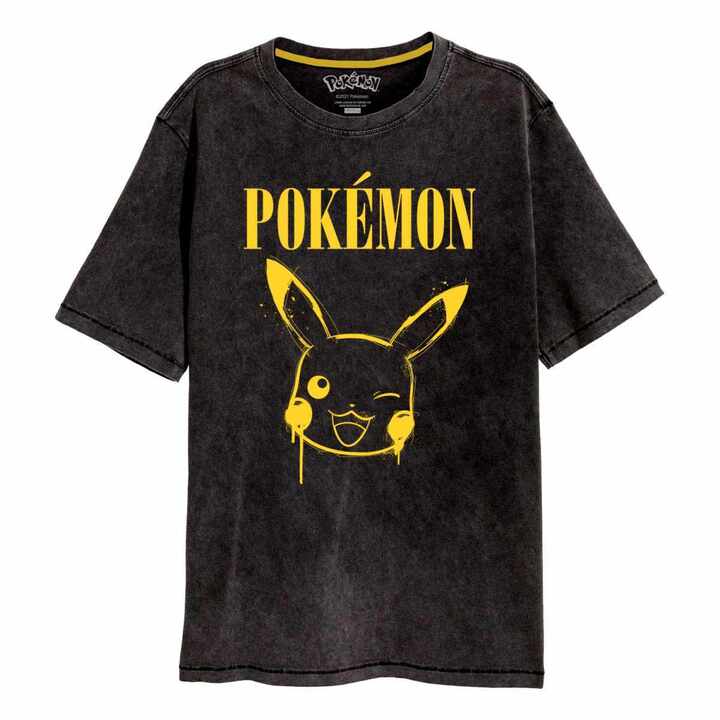 Pokemon – Graffiti Pikachu Acid Wash T-Shirt - POK02190TSB