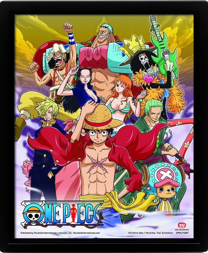 One Piece (Straw Hat Crew Victory At Sunset) 3d Print - PVC Framed 26 x 4cm - EPPL71367