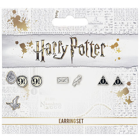 Harry Potter Silver Plated Earrings Set Platform 9 ¾, Hedwig Owl & Deathly Hallows - EWE0107