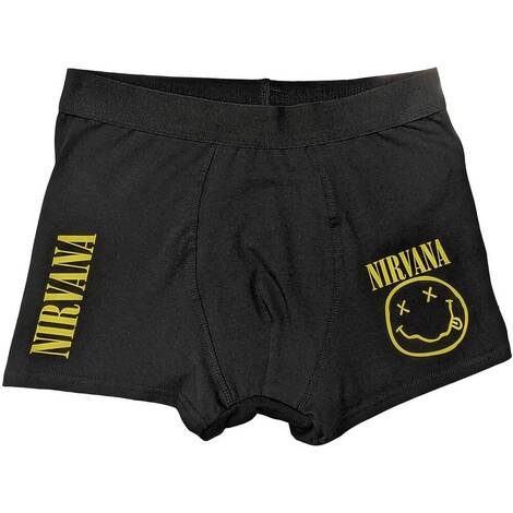 Nirvana Unisex Boxers: Yellow Smile (Black) - NIRVBX04MB