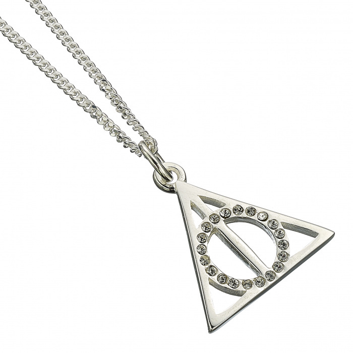 Harry Potter Embellished with Crystals Deathly Hallows Necklace With Sterling Silver Chain - EBHPSN002