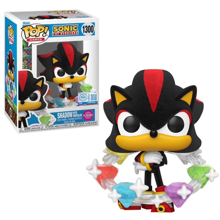 Funko Pop! Games: Sonic -Shadow with Emeralds (Flocked) (Special Edition) #1300 Vinyl Figure