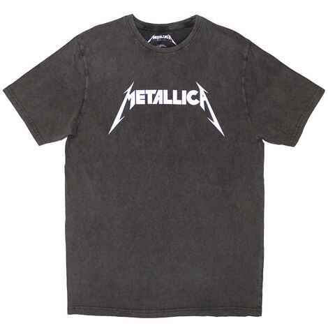 Metallica Unisex Stone Wash T-Shirt: Logo (Charcoal Grey) - METSTNW103MC