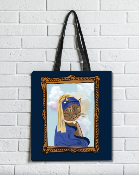 Τσάντα Υφασμάτινη Σουέτ Με Φερμουάρ Γάτα Αναγέννηση