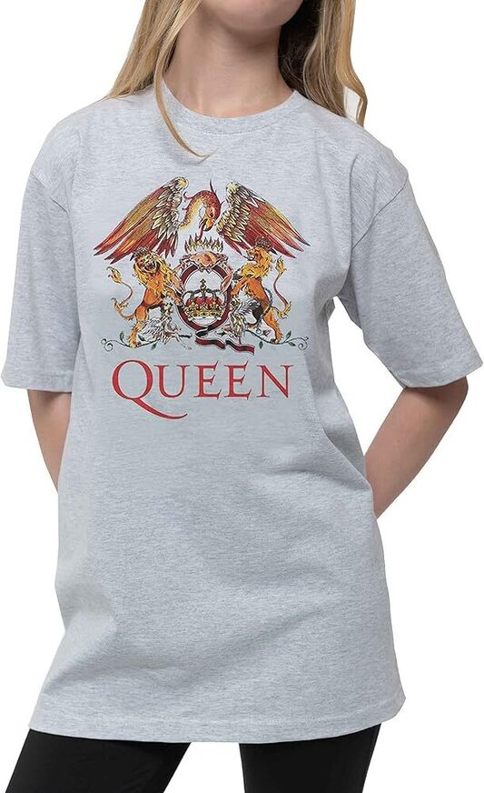 Queen Kids T-Shirt: Classic Crest (Heather Grey) - QUTS03BH
